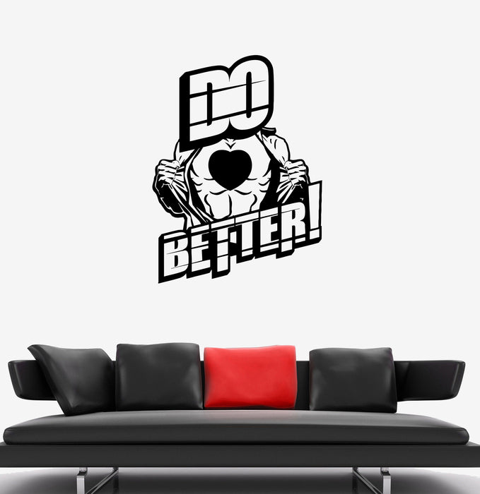 Наклейка на стену Do Better Motivation Heart Power Athlet Виниловая наклейка Уникальный подарок (ed697)