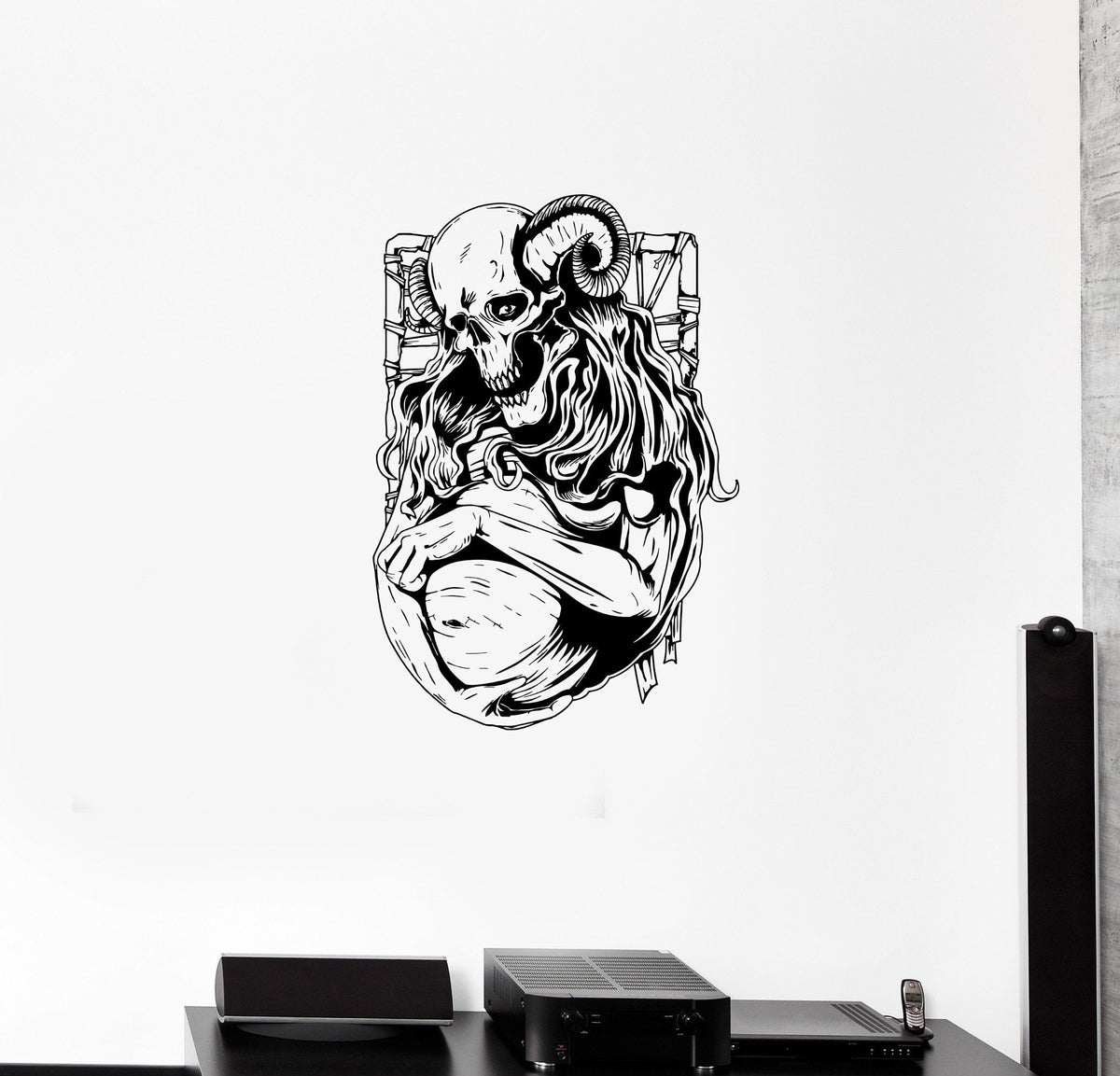Wall Decal Monster Daemon Skull Skeleton Fear Horror Devil Vinyl Stick ...