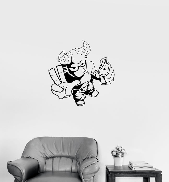 Wall Decal Cool Demon Satan Monster Youth Children Cheerful Vinyl Sticker Unique Gift (ed707)