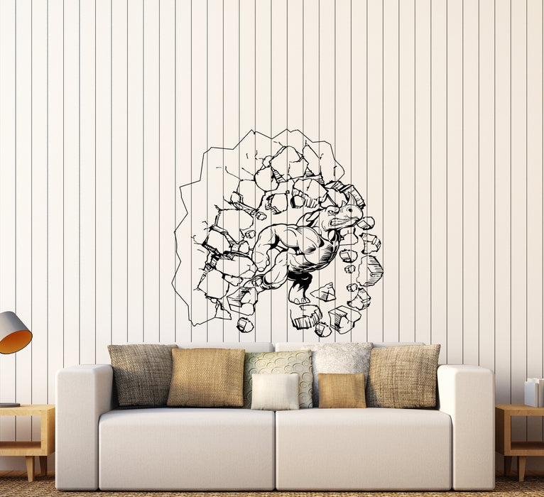 Wall Decal Wild Animal Fitness Bodybuilding Rhinoceros Strength Power Anger Vinyl Sticker Unique Gift (ed709)