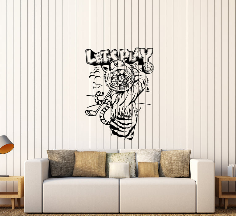 Wall Decal Animal Tiger Sport Golf Vacations Vinyl Sticker Unique Gift (ed714)