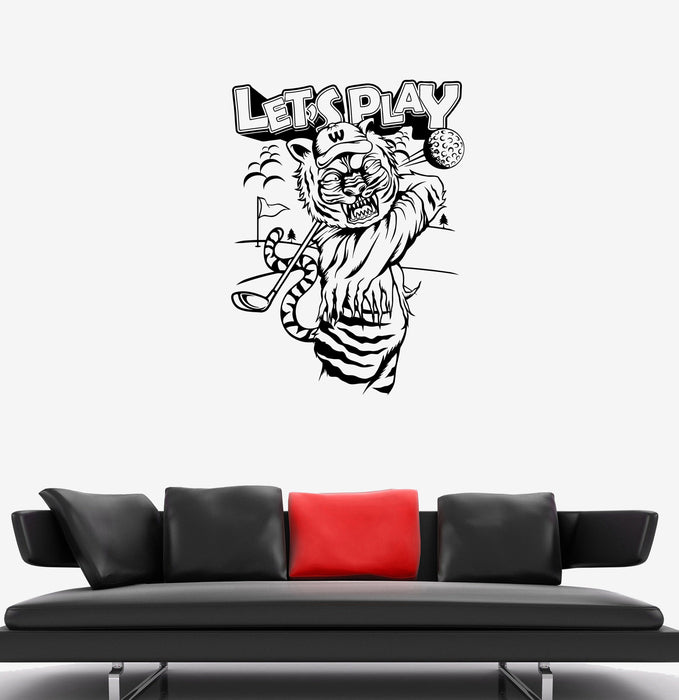 Wall Decal Animal Tiger Sport Golf Vacations Vinyl Sticker Unique Gift (ed714)