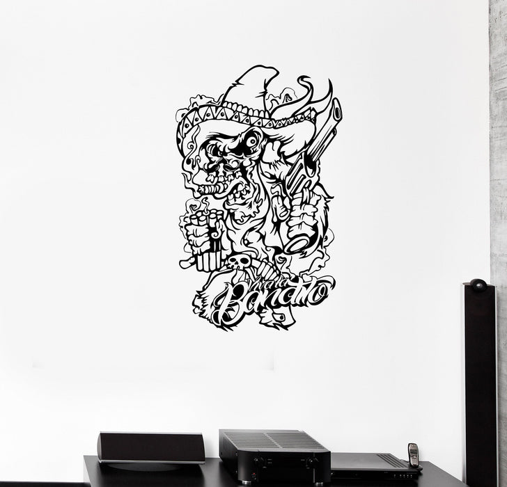 Wall Decal Bandit Gangster Weapon Pistol Dynamite Vinyl Sticker Unique Gift (ed715)