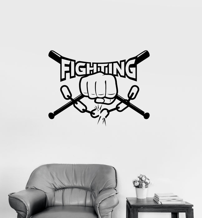 Wall Decal Fist Fight Bits Chain Shot Power Vinyl Sticker Unique Gift (ed732)