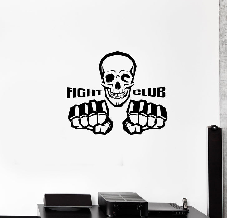 Wall Decal Fight Club Fighting Skull Bone Skeleton Boxing Vinyl Sticker Unique Gift (ed736)