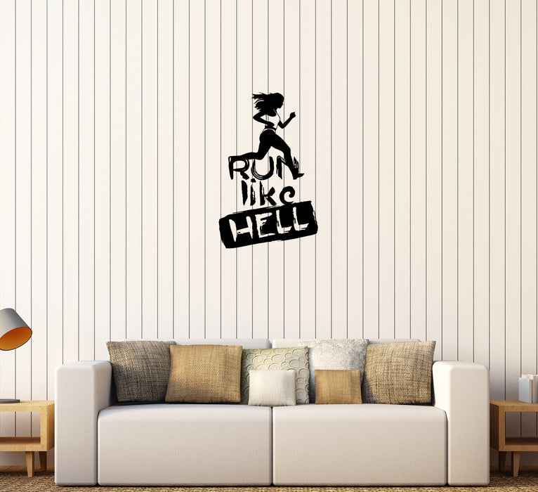 Wall Decal Run Like Hell Sport Fitness Motivation Gym Running Vinyl Sticker Unique Gift (ed738)