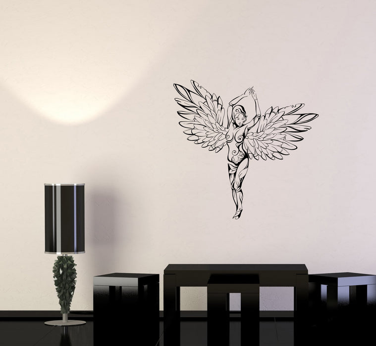 Wall Decal Sexy Beautiful Girl Ornament Wings Angel Woman Fantasy Vinyl Sticker Unique Gift (ed740)