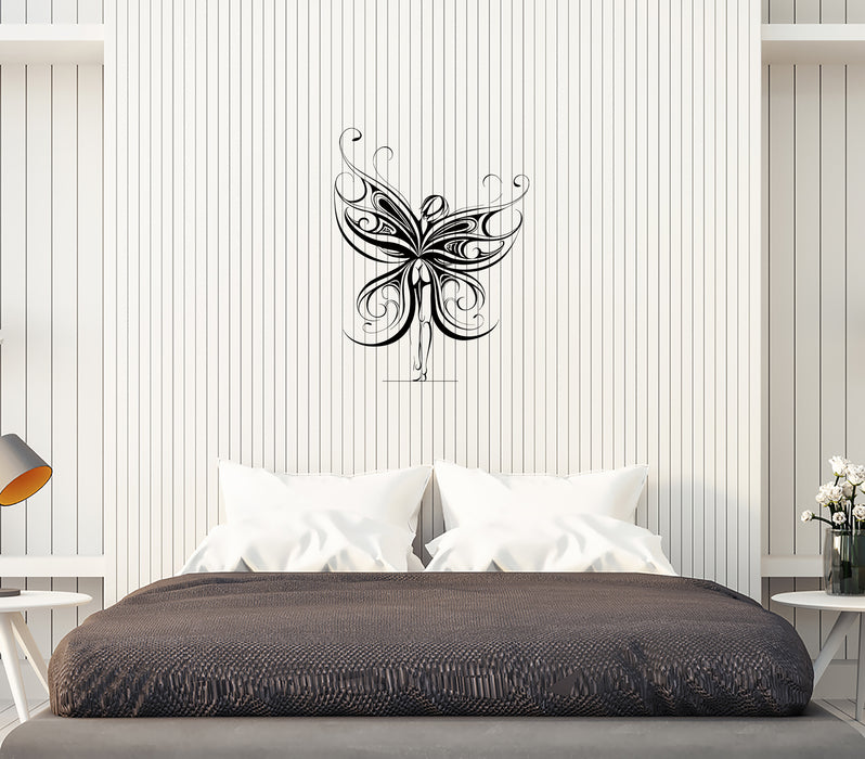 Wall Decal Naked Girl Butterfly Nature Fantasy Fairy Tale Vinyl Sticker Unique Gift (ed748)
