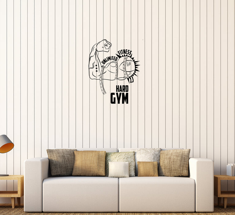 Wall Decal Gym Fitness Motivation Sport Decor Muscle Training Vinyl Sticker Unique Gift (ed755)