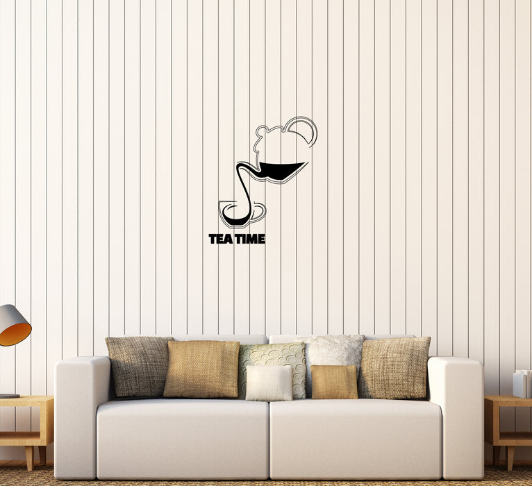 Wall Decal Tea Coffee Drinks Kitchen Cafe Kettle Cup Vinyl Sticker Unique Gift (ed758)