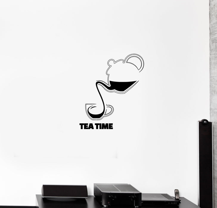 Wall Decal Tea Coffee Drinks Kitchen Cafe Kettle Cup Vinyl Sticker Unique Gift (ed758)