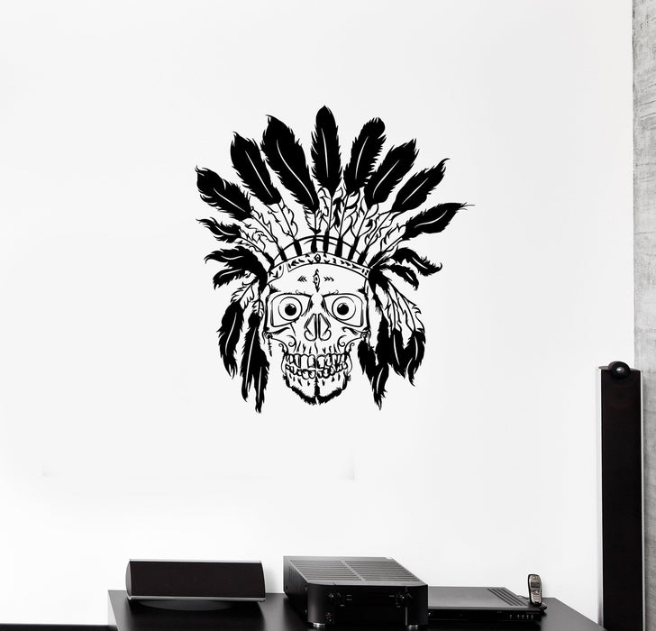 Wall Decal Skull Skeleton Native American Aborigine Vinyl Sticker Unique Gift (ed762)
