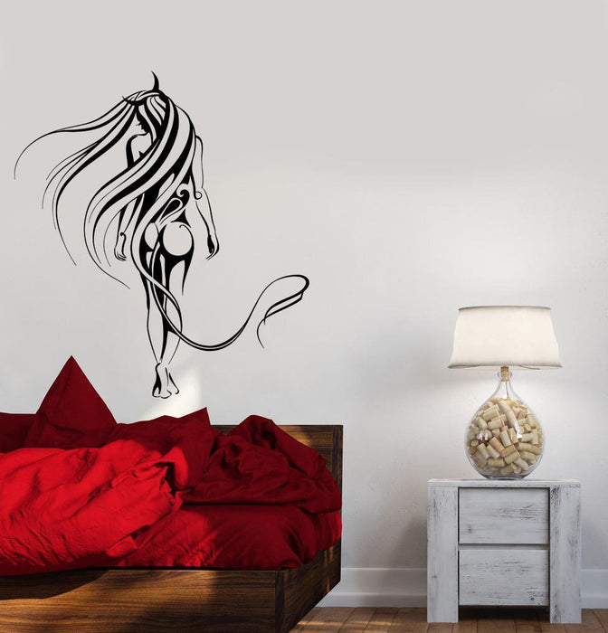 Wall Decal Naked Sexy Girl Beautiful Woman Devil Abstraction Patterns Vinyl Sticker Unique Gift (ed767)