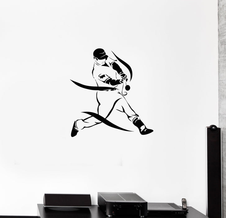 Wall Decal Sports Baseball Player Game Hit Vinyl Sticker Unique Gift (ed771)