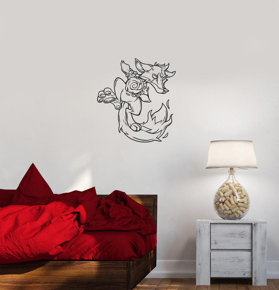 Wall Decal Animal Fox Fantastic Cartoon Fiery Vinyl Sticker Unique Gif ...