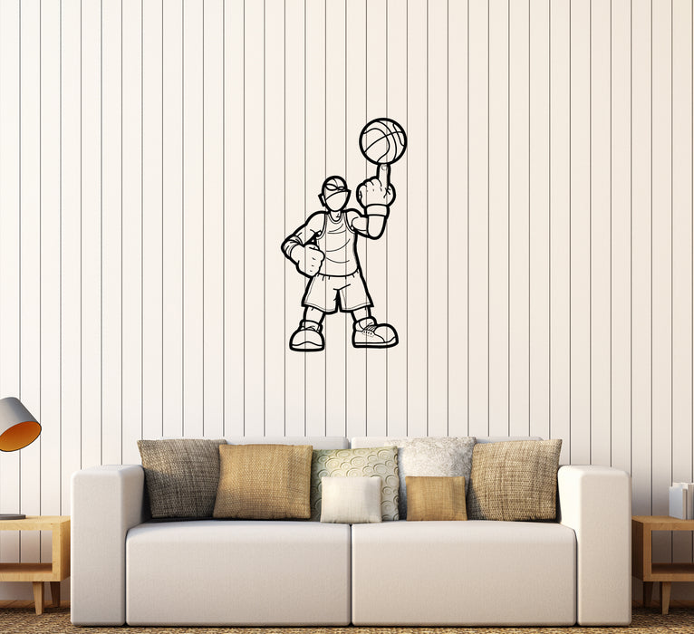 Autocollant mural en vinyle pour joueur de basket-ball, jeu de sport, balle, cadeau unique (ed790)