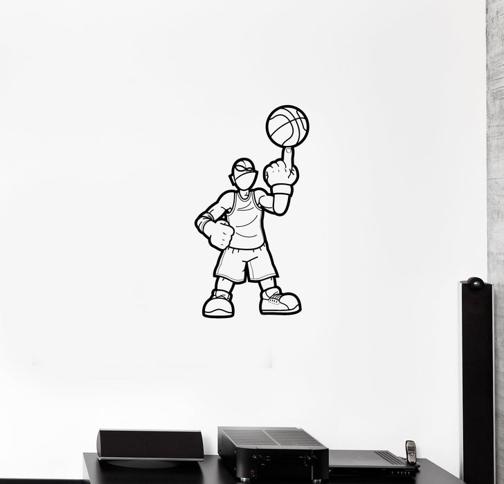 Autocollant mural en vinyle pour joueur de basket-ball, jeu de sport, balle, cadeau unique (ed790)