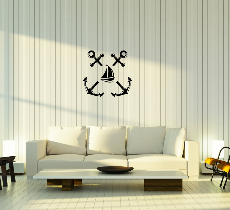 Wall Decal Anchor Marine Ship Sailboat Ocean Sailing Vinyl Sticker Unique Gift (ed794)