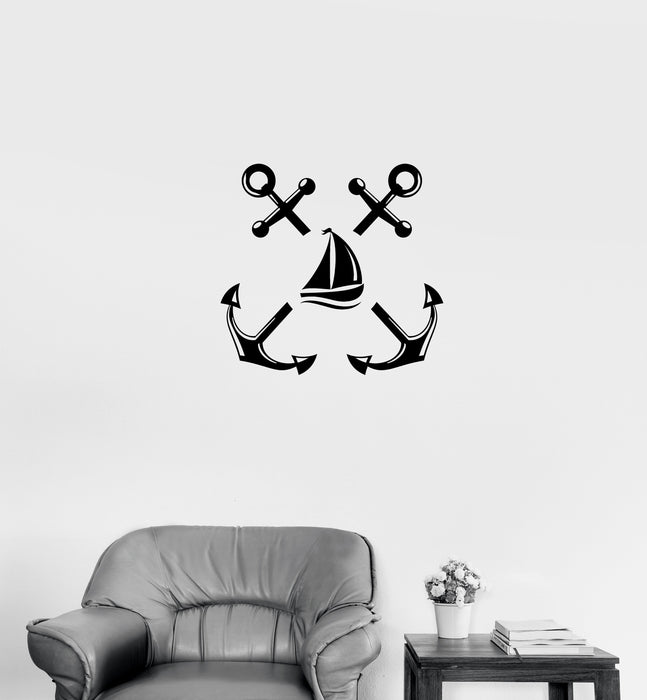 Wall Decal Anchor Marine Ship Sailboat Ocean Sailing Vinyl Sticker Unique Gift (ed794)