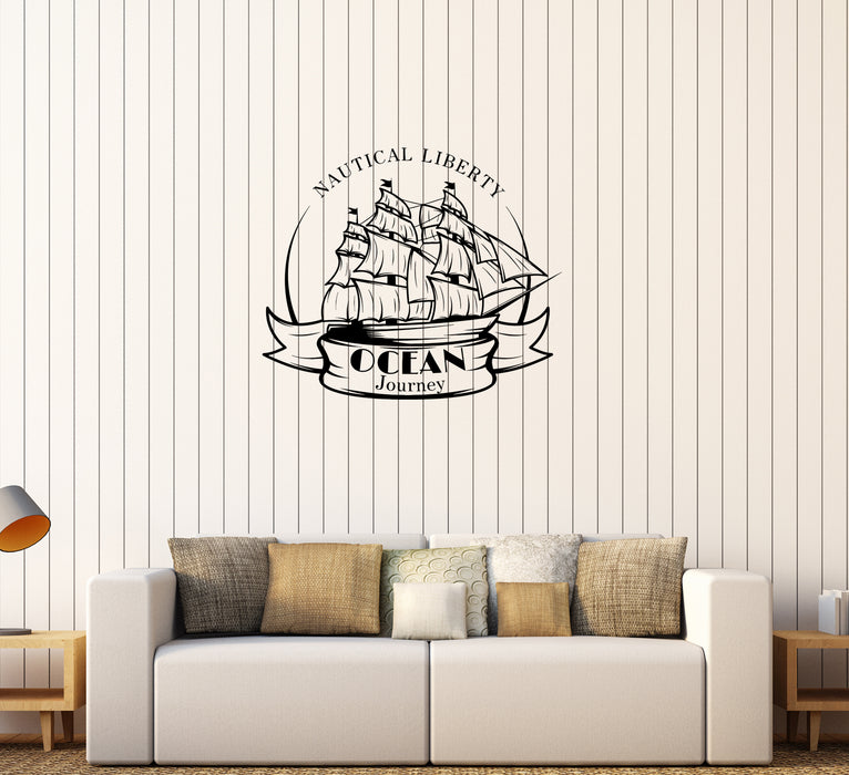 Wall Decal Sailing Ships Nautical Liberty Ocean Journey Vinyl Sticker Unique Gift (ed797)