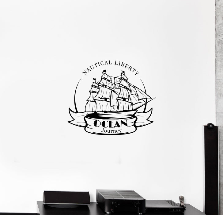 Wall Decal Sailing Ships Nautical Liberty Ocean Journey Vinyl Sticker Unique Gift (ed797)