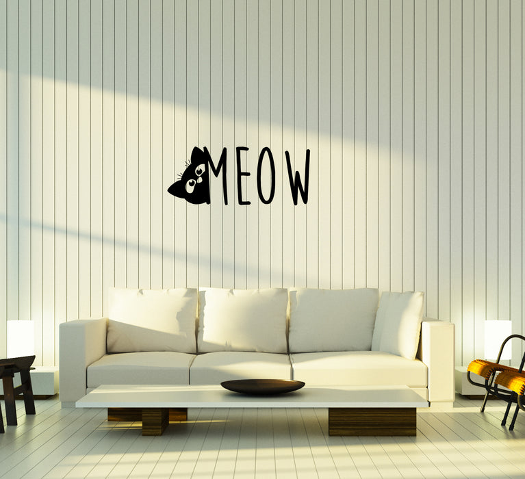 Wall Decal Cat Pet Phrase Meow Cute Vinyl Sticker Unique Gift (ed809)