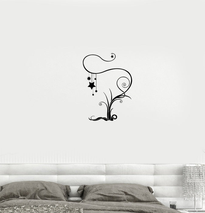 Wall Decal Flowers Tree Plants Fantasy Stars Dream Bedroom Decor Vinyl Sticker Unique Gift (ed811)