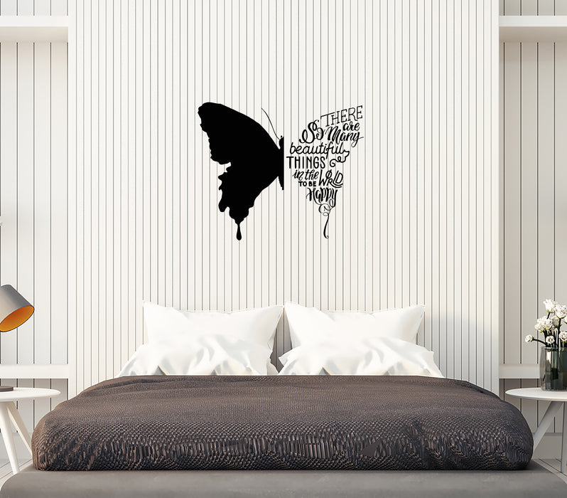 Wall Decal Butterfly Phrases Words Bedroom Idea Beautiful Quote Vinyl Sticker (ed814)