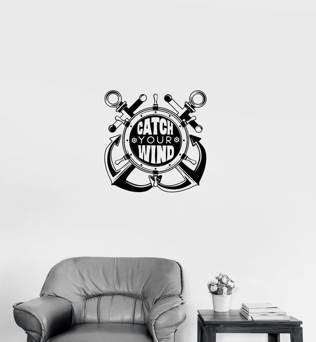 Autocollant mural Ancre Volant Mer Océan Navire Décor Vinyle Autocollant Cadeau Unique (ed815)