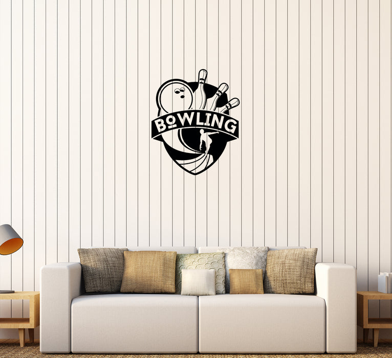Wall Decal Bowling Game Sport Leisure Player Vinyl Sticker (ed908)