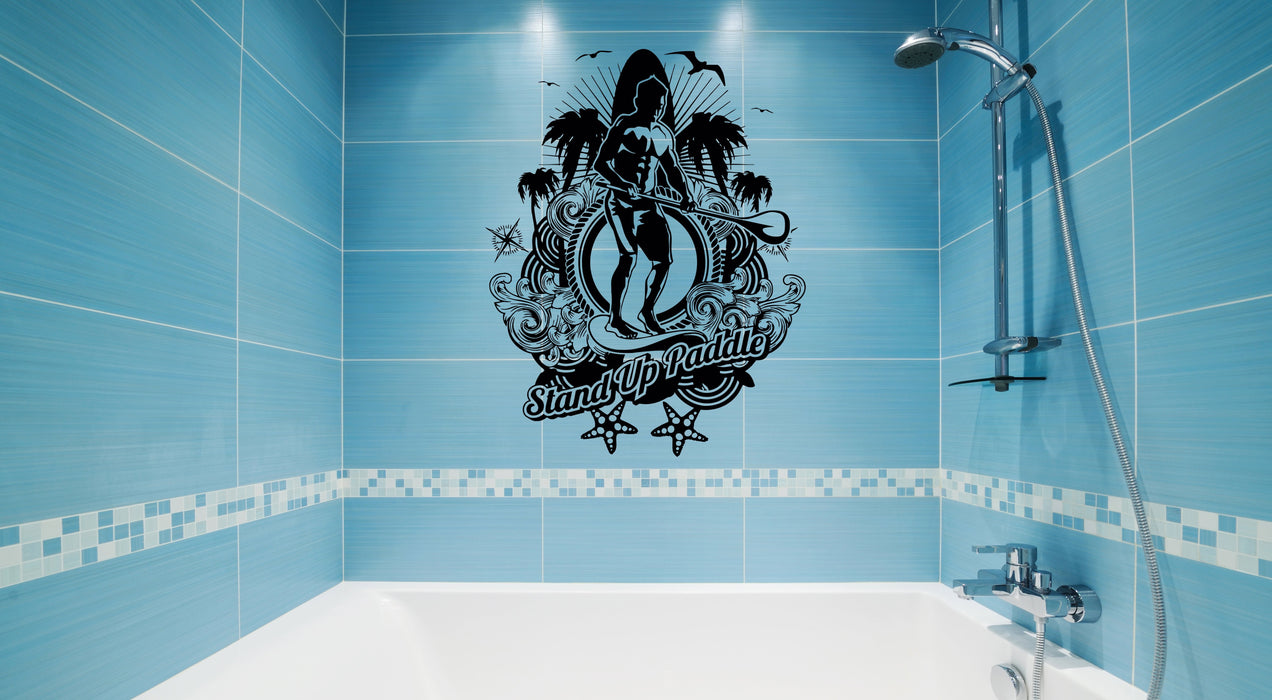 Wall Decal Surfing Beach Ocean Sea Bathroom Decor Vinyl Sticker (ed910)