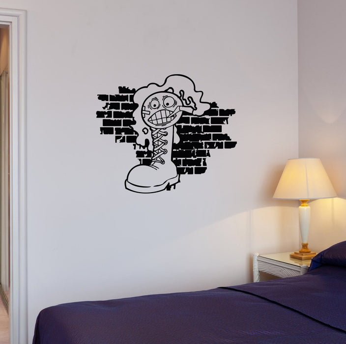 Wall Decal Street Art Graffiti Drawing Boot Smile Cigarette Vinyl Sticker (ed943)