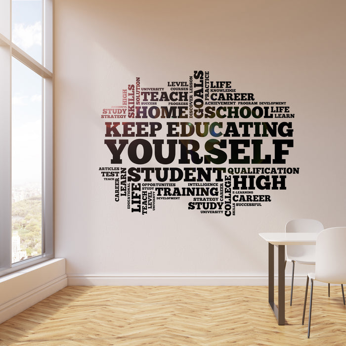 Vinyl Wall Decal Keep Educating Yourself Office High School University Student Study Stickers Mural (ig6291)