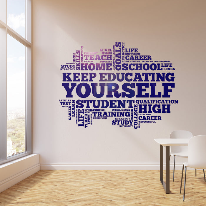 Vinyl Wall Decal Keep Educating Yourself Office High School University Student Study Stickers Mural (ig6291)