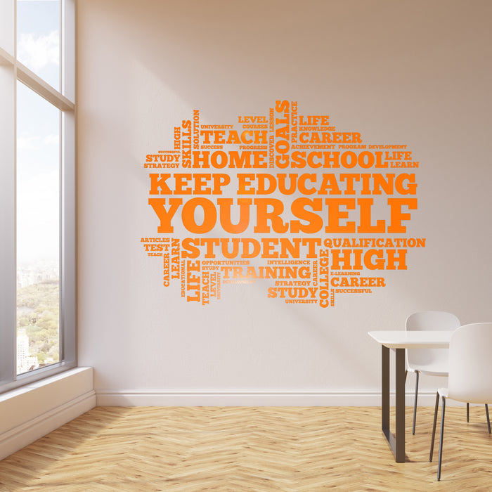 Vinyl Wall Decal Keep Educating Yourself Office High School University Student Study Stickers Mural (ig6291)