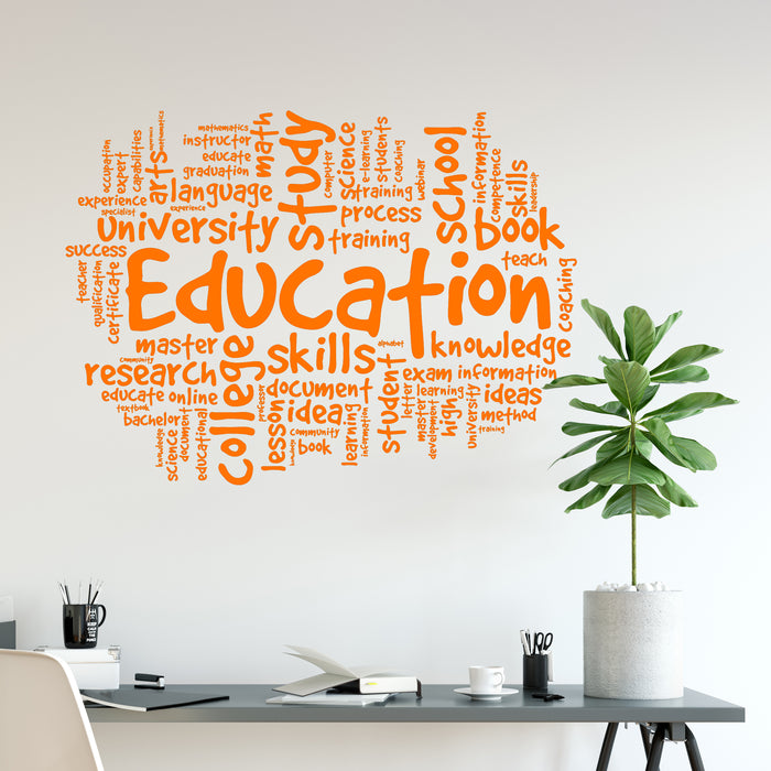 Education Vinyl Wall Decal School Classroom Words Cloud Study Knowledge Skills Stickers Mural (ig6461)