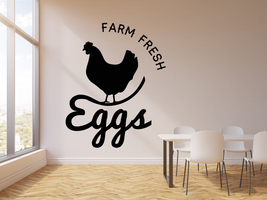 Vinyl Wall Decal Chicken Eggs Farm Fresh Animal Bird Decor Stickers Mural (g6346)