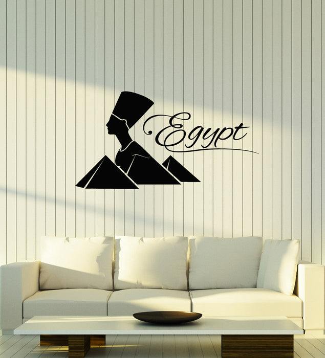 Vinyl Wall Decal Nefertiti Silhouette Ancient Egypt Pyramids Stickers Mural (g4520)