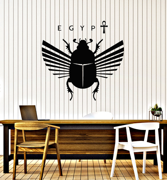Vinyl Wall Decal Ancient Egypt Symbol Flying Scarab Decor Stickers Mural (g5989)