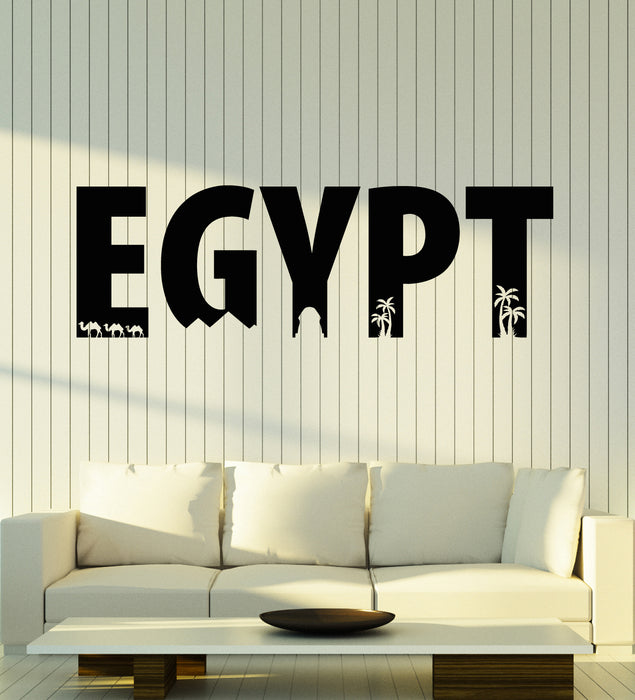 Vinyl Wall Decal Egypt Camels Palm Trees Beach Vacation Stickers Mural (g4985)