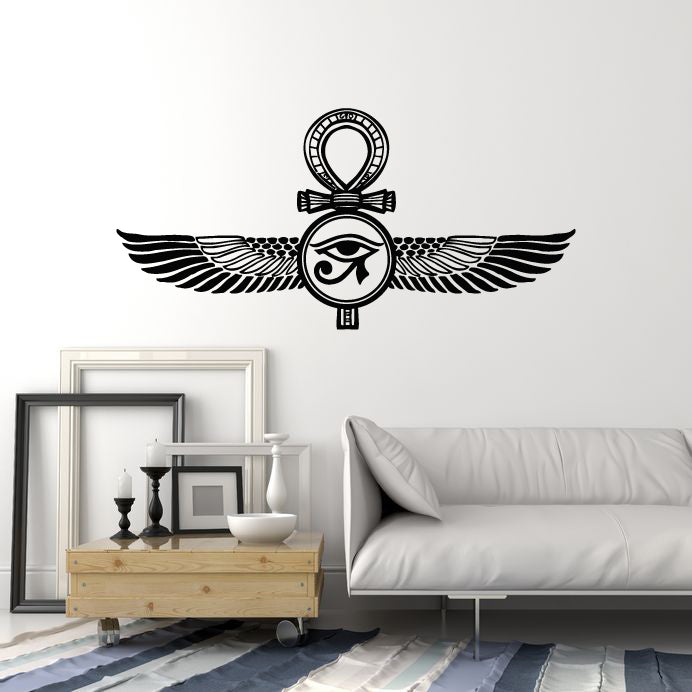 Vinyl Wall Decal Ancient Egyptian Symbol Eye Big Wings Stickers Mural (g6029)