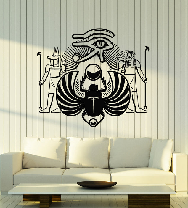 Vinyl Wall Decal Ancient Egyptian Symbols Religion Scarab Beetle Stickers Mural (g7309)