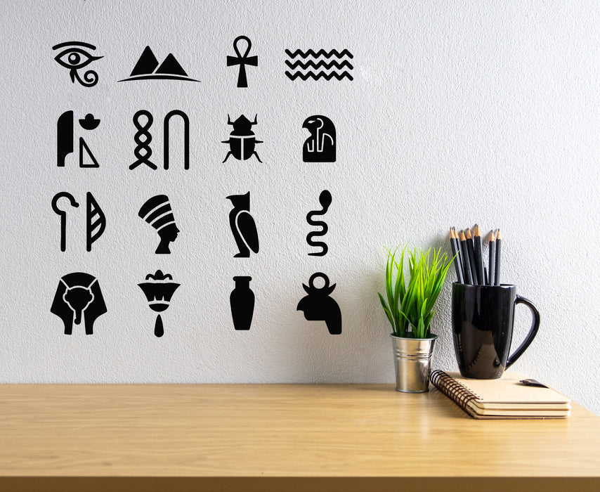 Vinyl Wall Decal Ancient Egyptian Symbols Signs Pyramids Stickers Mural (g7930)