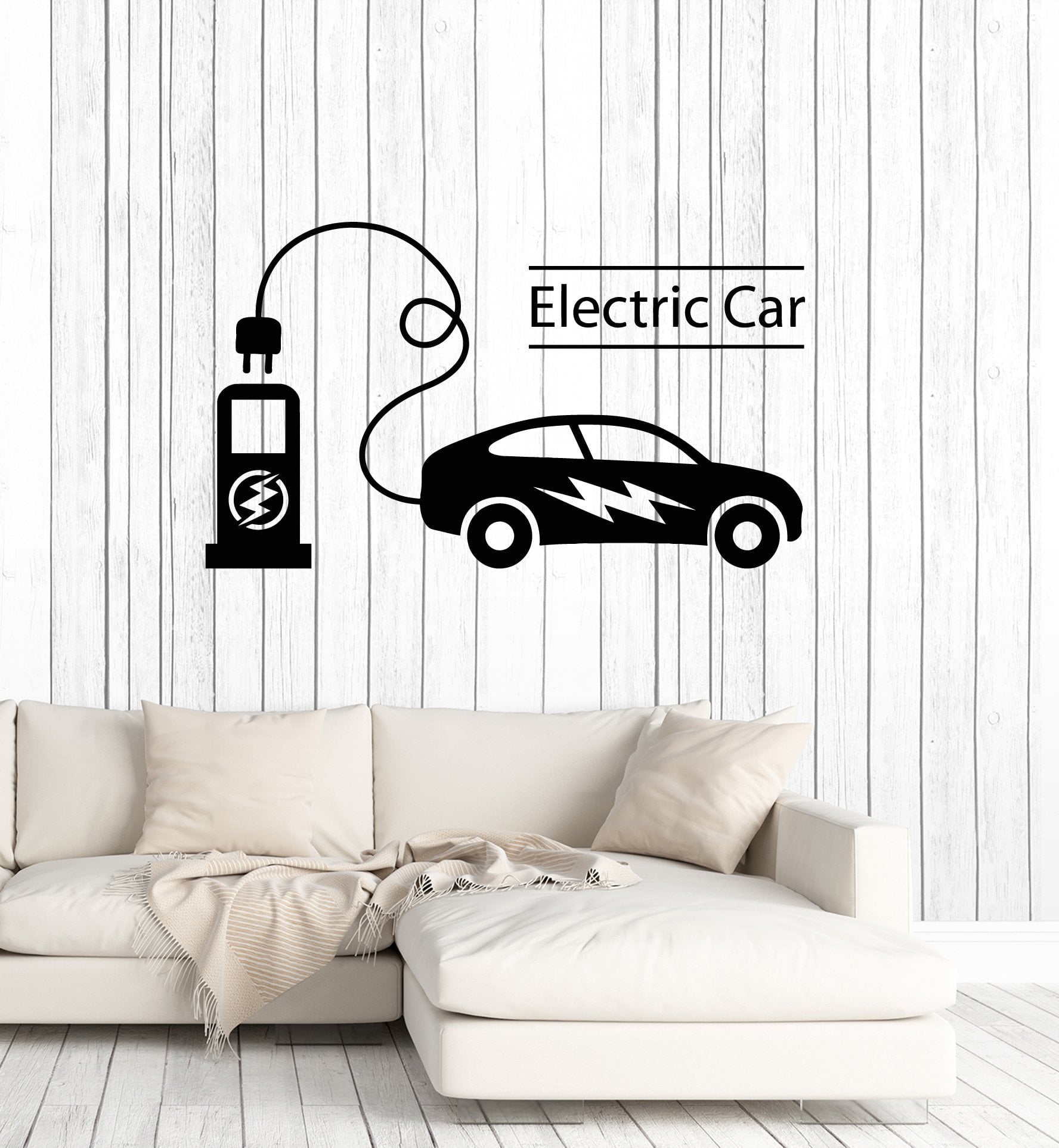 Vinyl Wall Decal Electric Car Electrical Charging Station Vehicle Stic ...