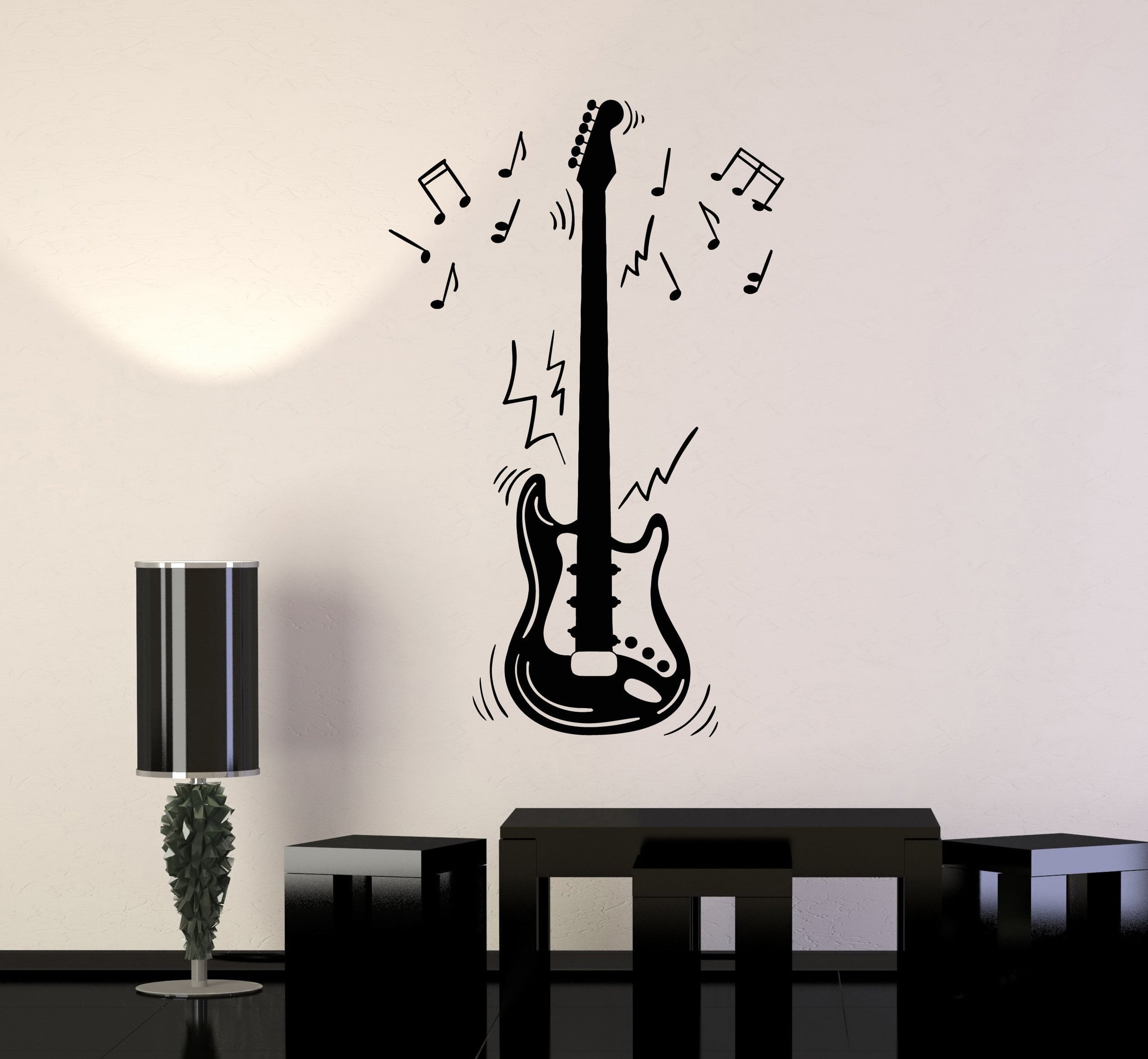Vinyl Wall Decal Electric Guitar Notes Musical Instrument Music Art St ...