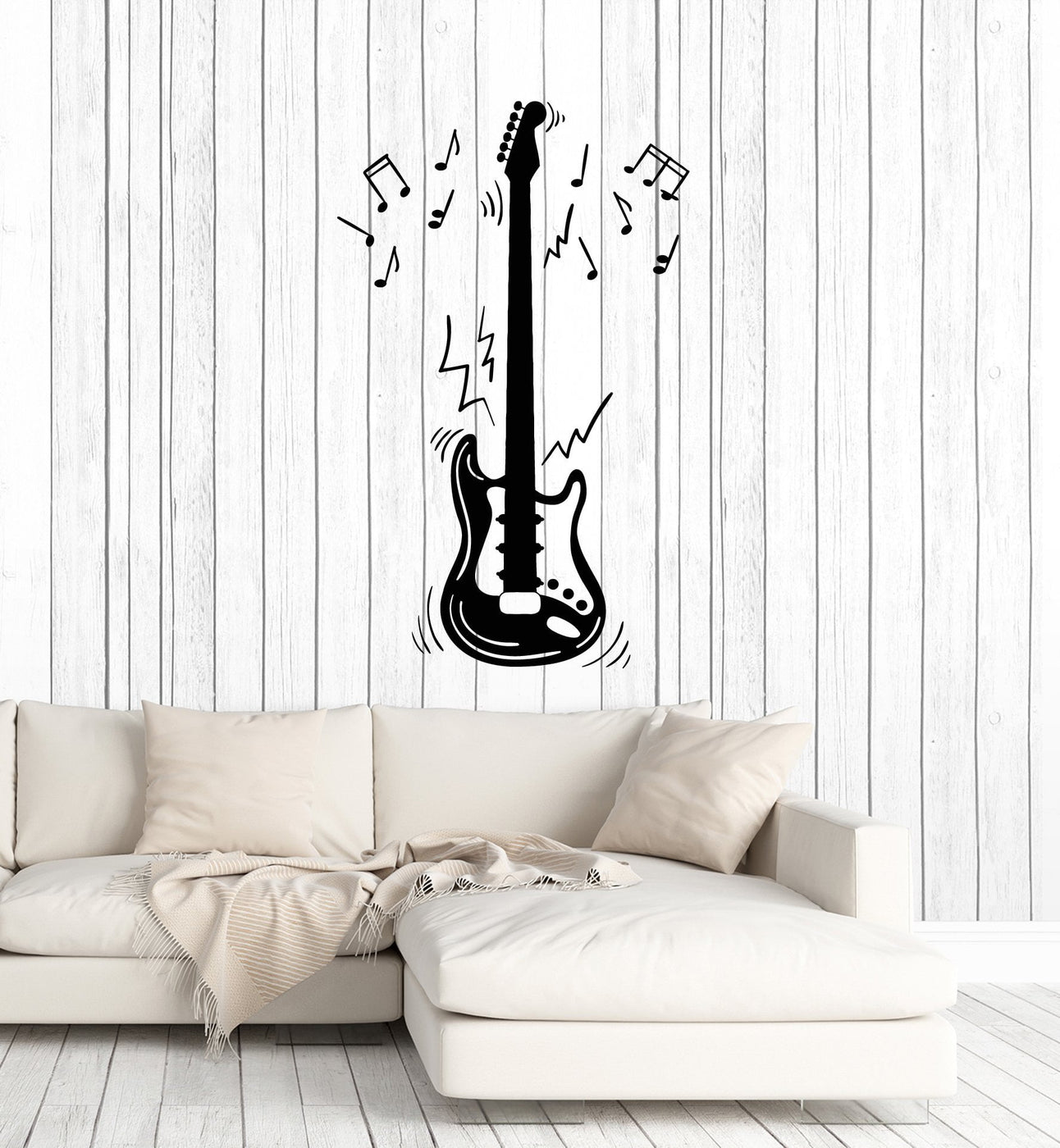 Vinyl Wall Decal Electric Guitar Notes Musical Instrument Music Art St ...