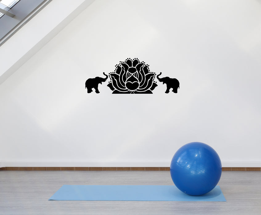 Vinyl Decal Wall Sticker Elephants Lotus Animal Yoga Budda Meditation Decor Unique Gift (g116)