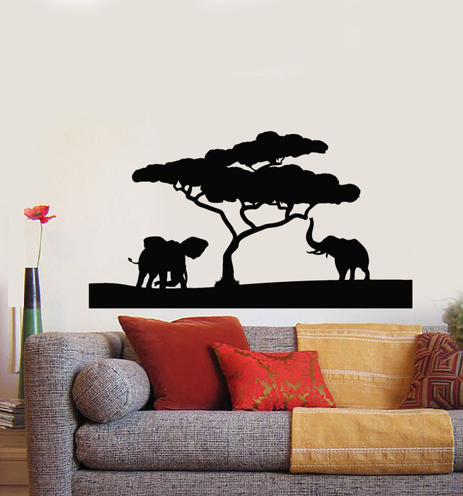 Vinyl Wall Decal Elephant Family African Animals Nature Tree Stickers Mural (g649)