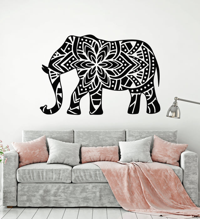 Vinyl Wall Decal Elephant Floral Ornament Ethnic Animal Nursery Decor Stickers Mural (g2422)
