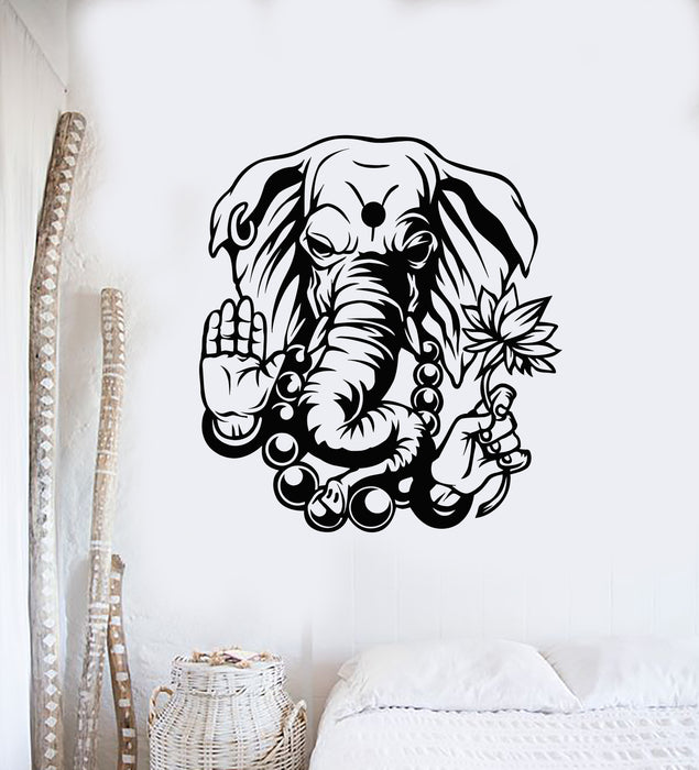 Vinyl Wall Decal God Ganesha Hindu Elephant Indian Deity Religion Stickers Mural (g863)